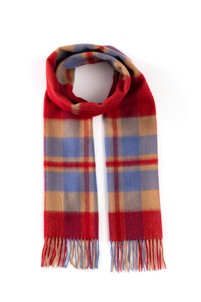 100% Pure Lambswool Scarf DC Scott Camel/Red