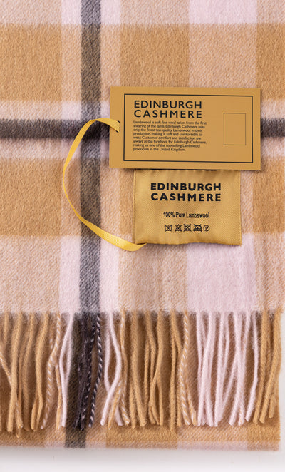 100% Pure Lambswool Scarf DC Cream/Camel