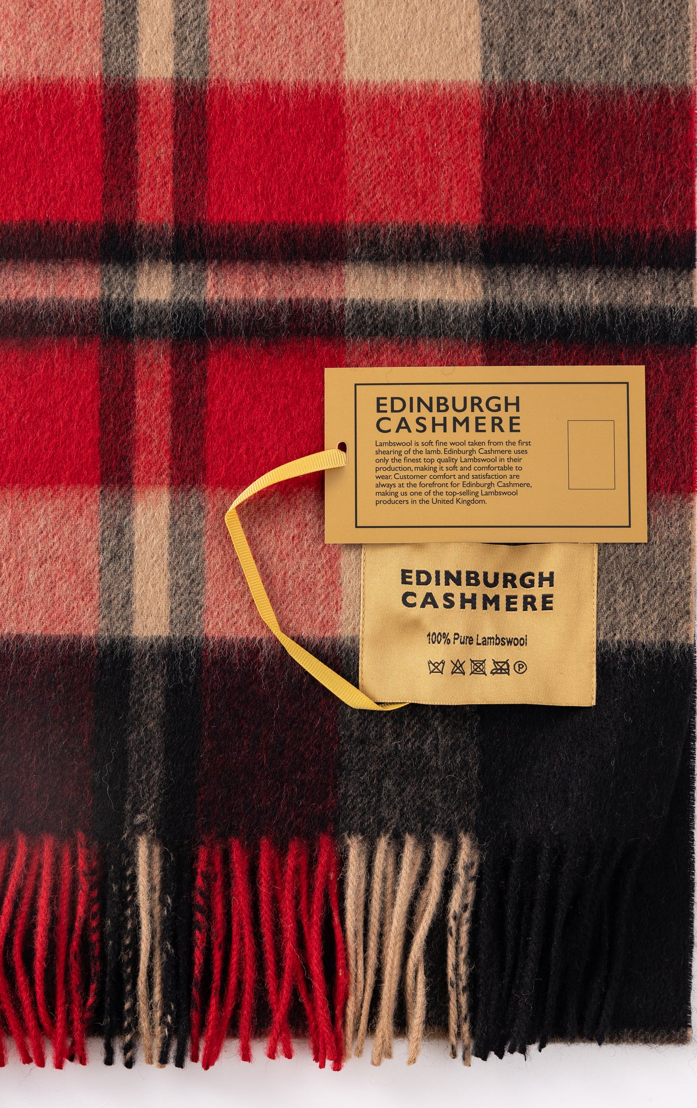 100% Pure Lambswool Scarf DC Scott Red/Black