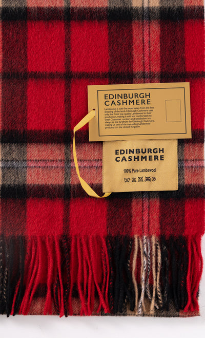 100% Pure Lambswool Scarf Thomson Black/Red