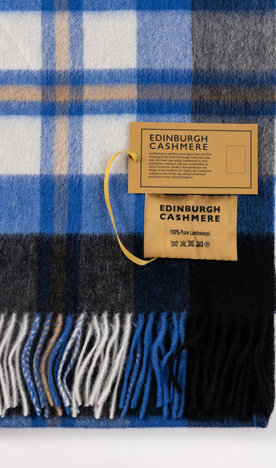 100% Pure Lambswool Scarf DC Scott Blue/Black
