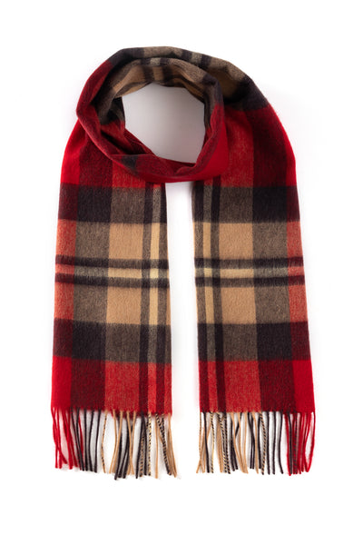 100% Pure Lambswool Scarf DC Red/Black
