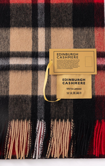 100% Pure Lambswool Scarf DC Red/Black