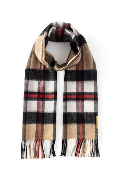 100% Pure Lambswool Scarf DC Camel/Black