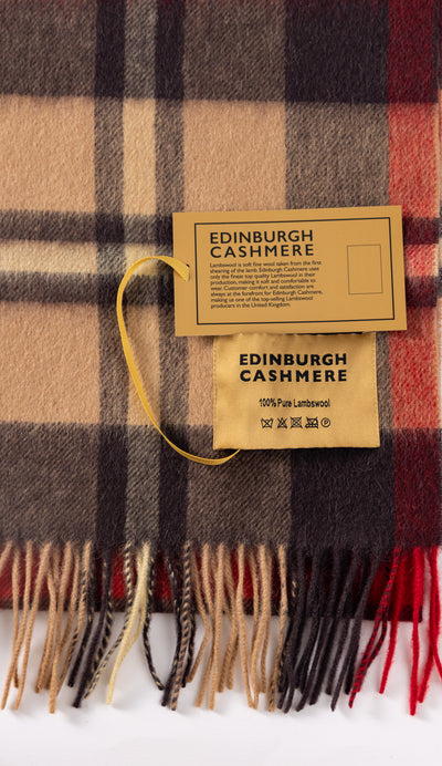 100% Pure Lambswool Scarf DC Scott Red