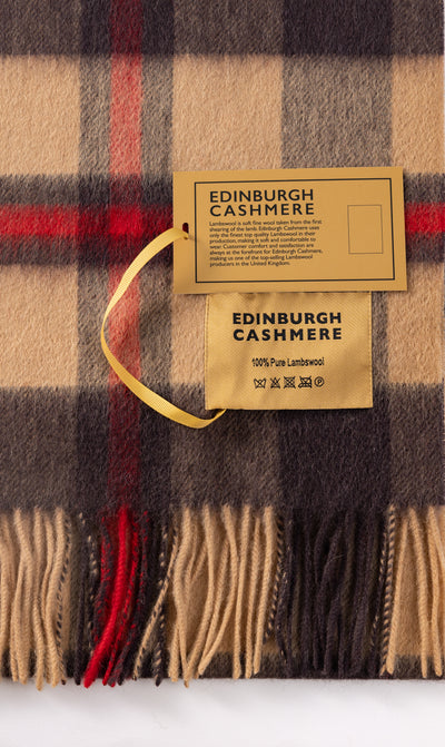 100% Pure Lambswool Scarf DC Camel/Brown