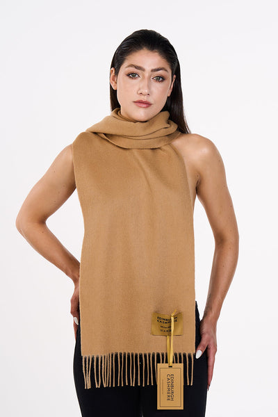 Lucchi Italy 100% Pure Cashmere Scarf Camel Small