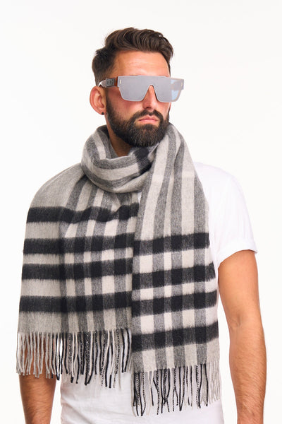 Lucchi Italy Scarf DC Check Oversized Wrap 100% Pure Lambswool