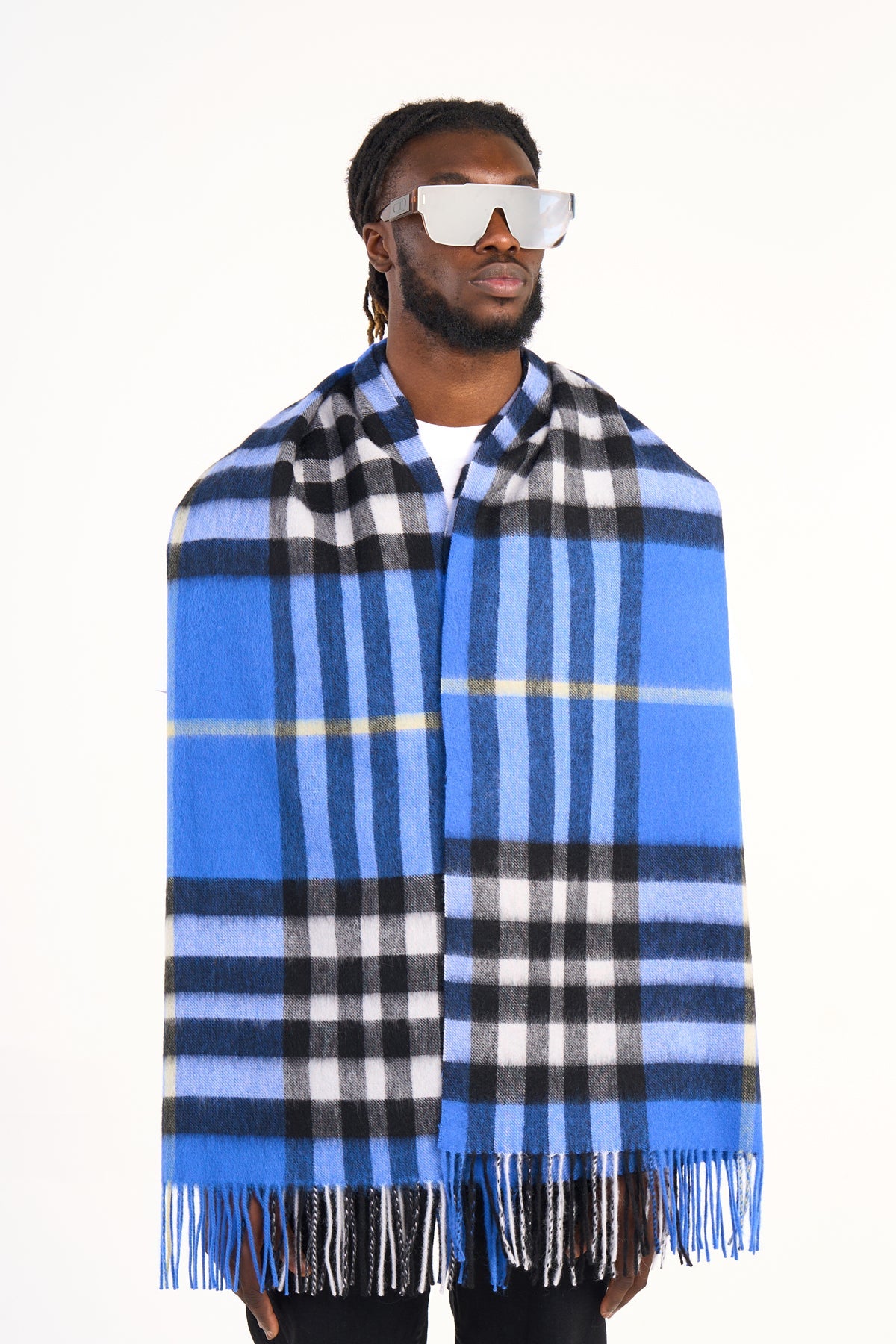 Lucchi Italy Scarf DC Check Oversized Wrap 100% Pure Lambswool