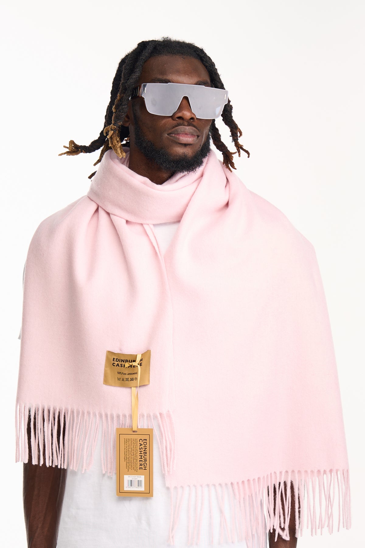 Lucchi Italy Plain Scarf Light Pink Oversized Wrap 100% Pure Lambswool