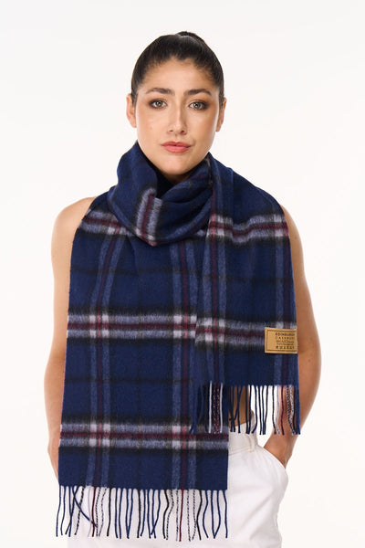 100% Pure Children's Cashmere Scarf Thomson Navy Tartan