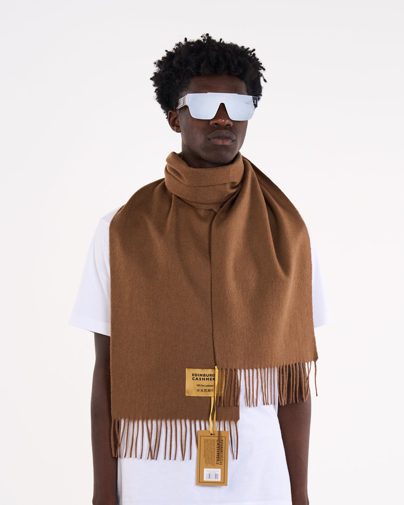 Lucchi Italy 100% Pure Cashmere Scarf Brown