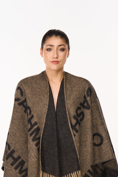 Lucchi Italy Cape Edinburgh Charcoal Poncho 100% Pure Lambswool