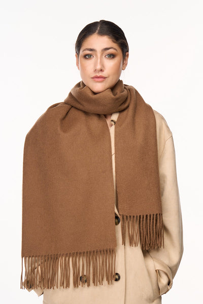 Lucchi Italy Plain Scarf Brown Oversized Wrap 100% Pure Lambswool