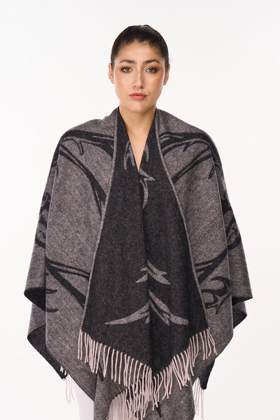 Lucchi Italy Cape Stag Grey Poncho 100% Pure Lambswool
