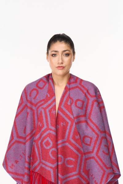 Lucchi Italy Cape Poncho Exclusive Iconic Reversible Design Red