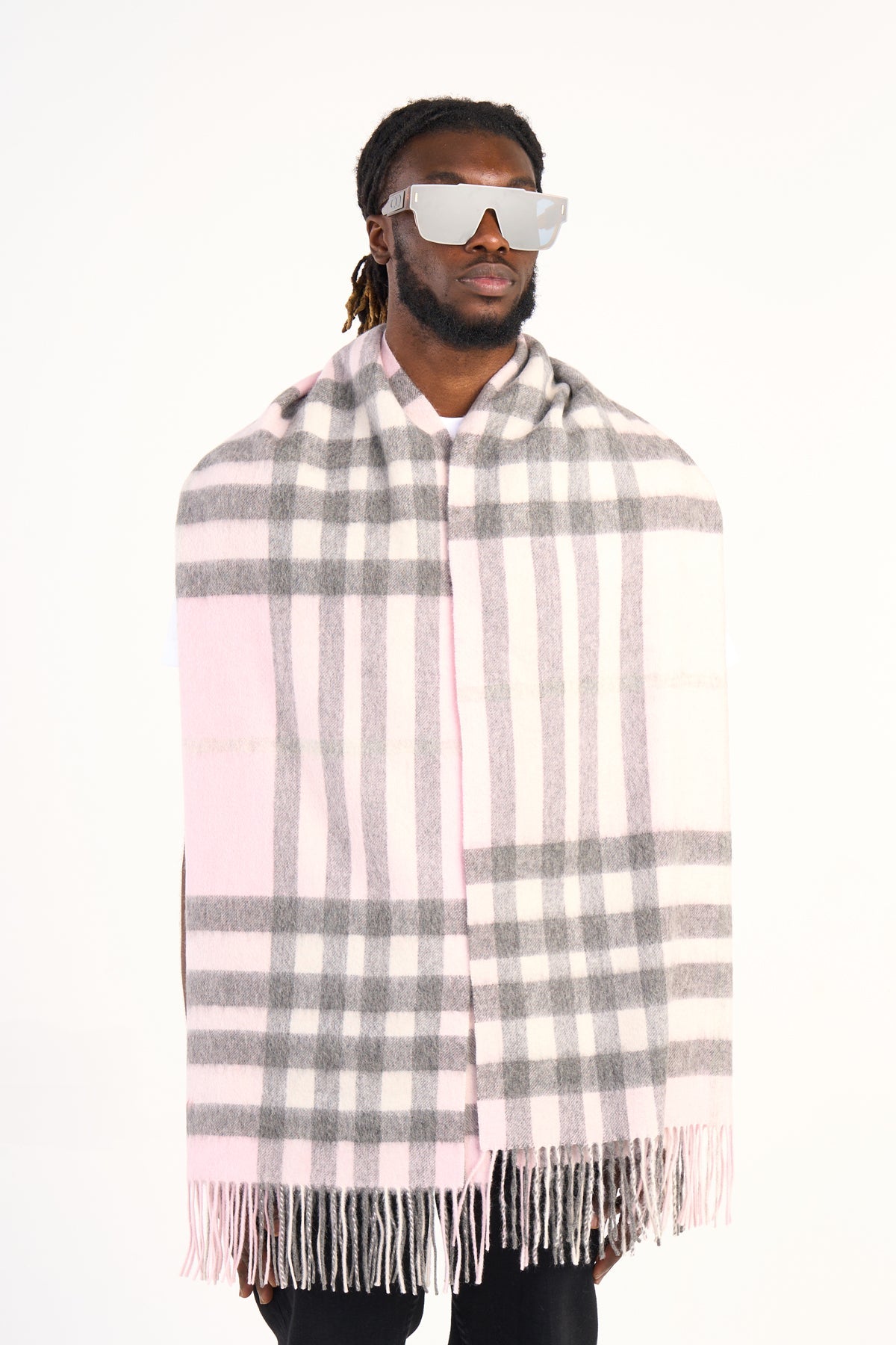 Lucchi Italy Scarf DC Check Oversized Wrap 100% Pure Lambswool