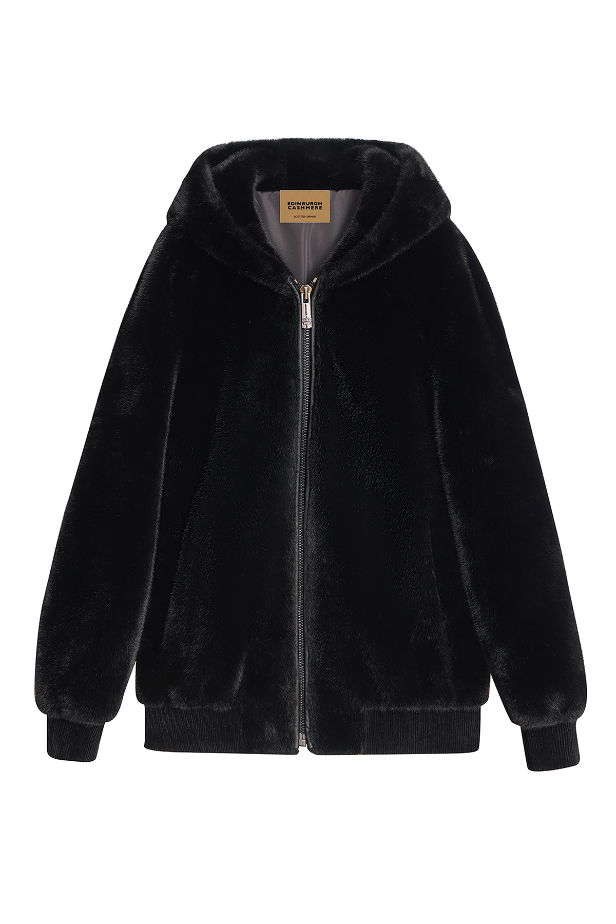 Lucchi Italy Men's Hooded Fur Jacket - Black