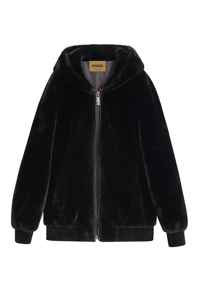 Lucchi Italy Men's Hooded Fur Jacket - Black