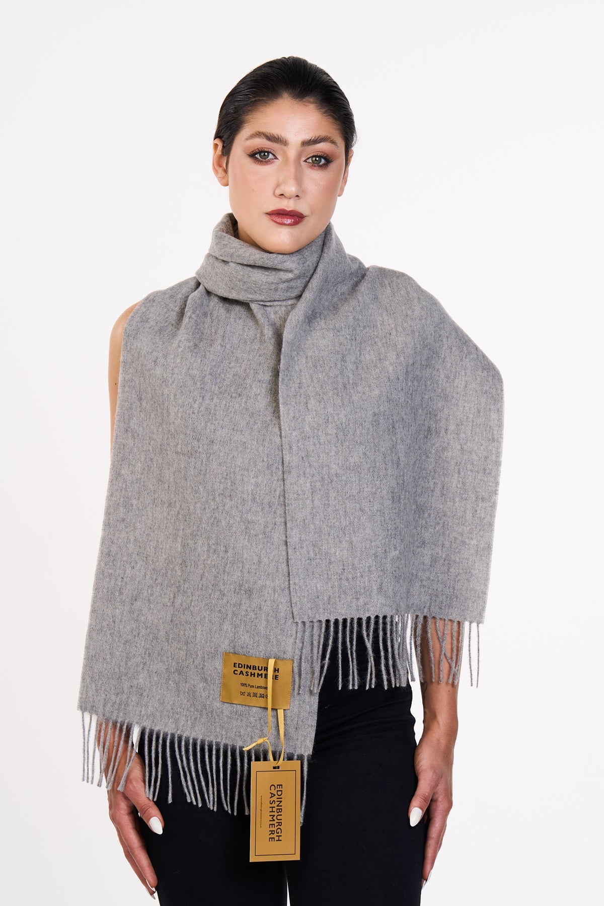 Lucchi Italy Scarf Plain Grey 100% Pure Lambswool