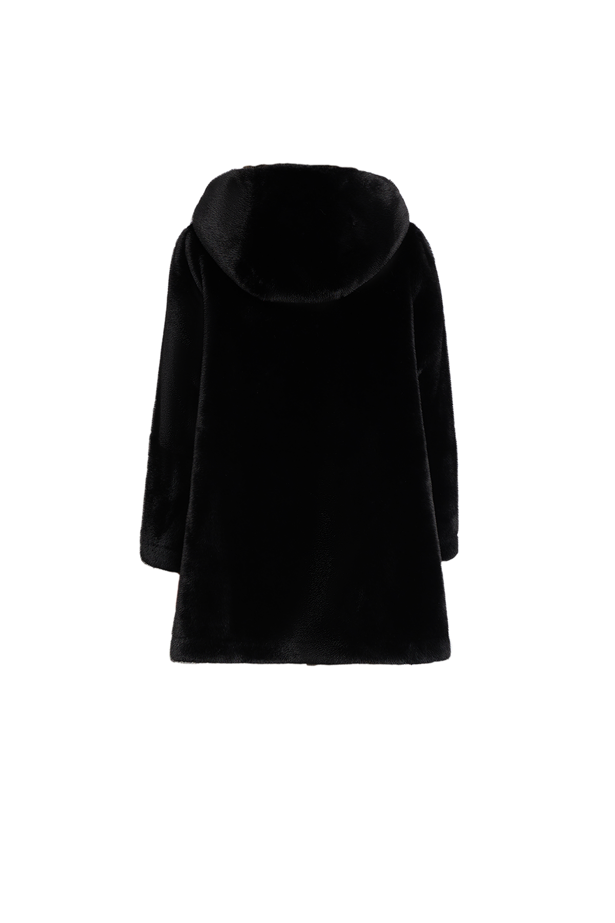 Lucchi Italy Women's Hooded Fur Short Coat - Black