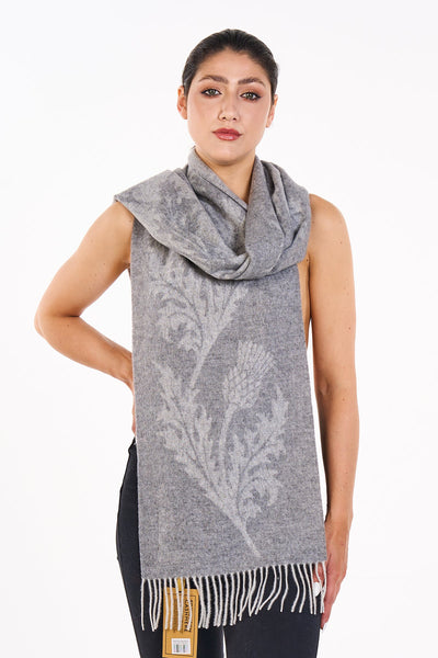 Lucchi Italy Scarf Single Thistle Grey 100% Pure Lambswool
