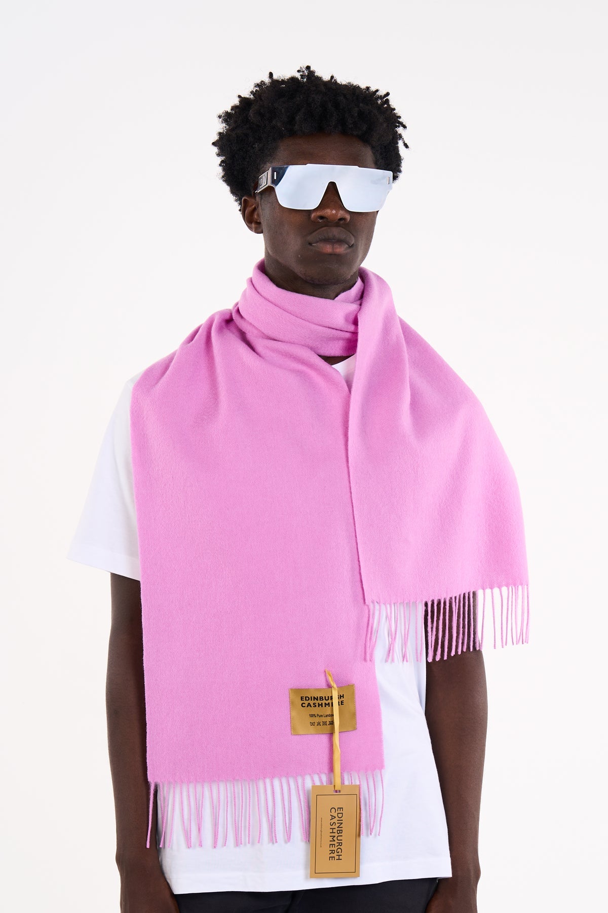 Lucchi Italy Scarf Plain Dark Pink 100% Pure Lambswool