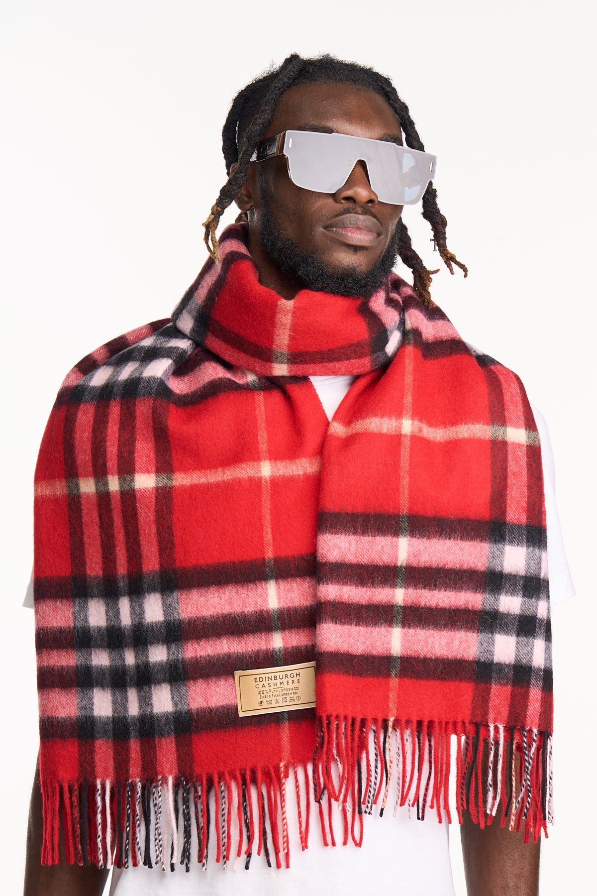 Lucchi Italy Cashmere Scarf DC Classic Red Oversized Wrap