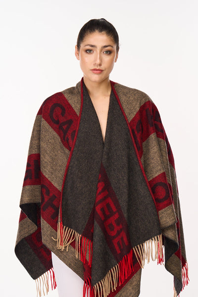 Lucchi Italy Edinburgh Red Cape 100% Pure Lambswool