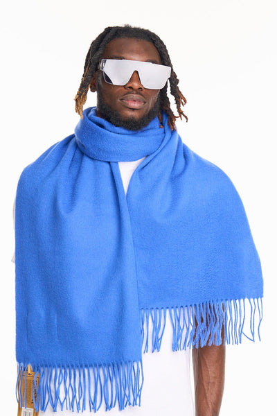 Lucchi Italy Plain Scarf Dark Blue Oversized Wrap 100% Pure Lambswool