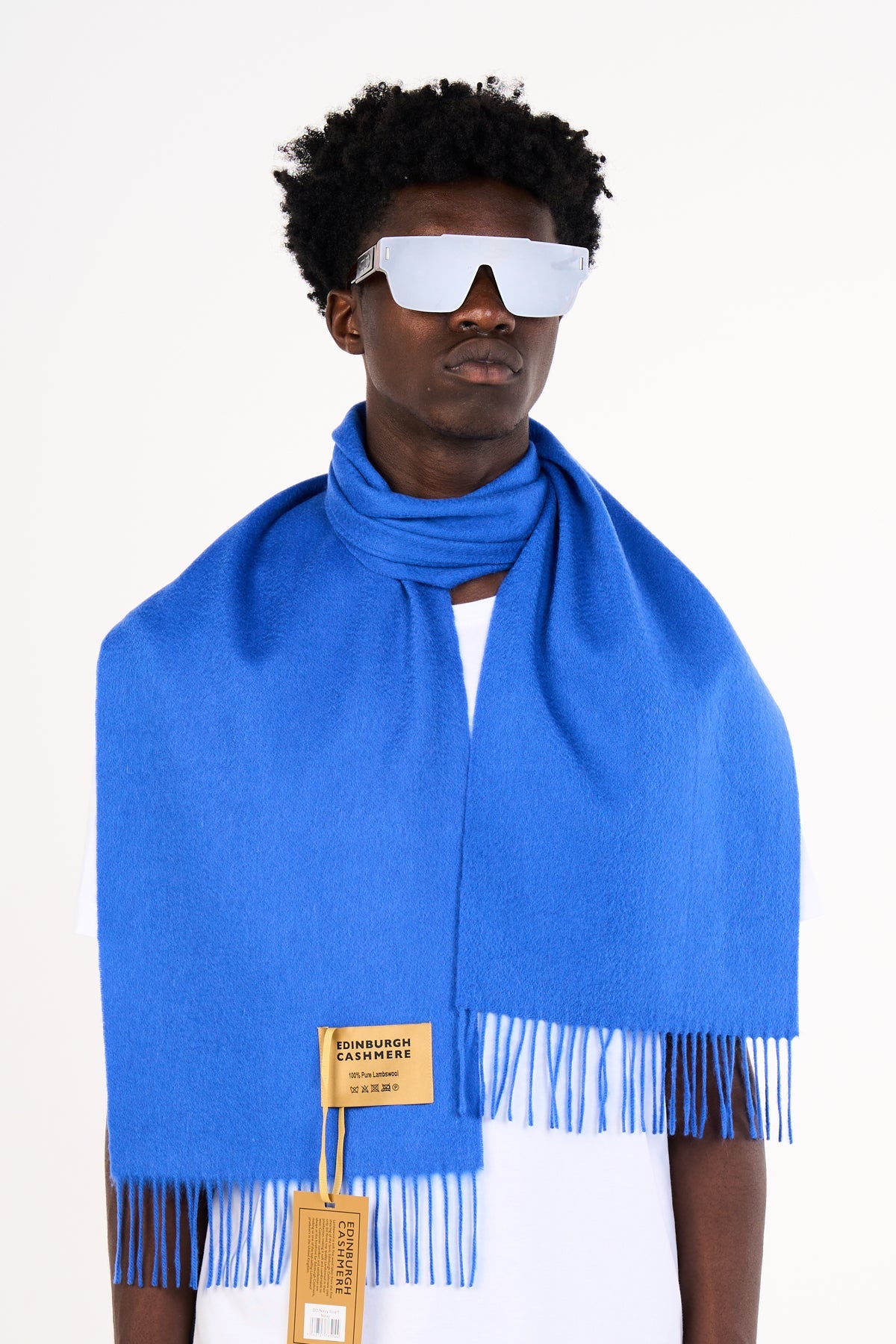 Lucchi Italy Scarf Plain Dark Blue 100% Pure Lambswool
