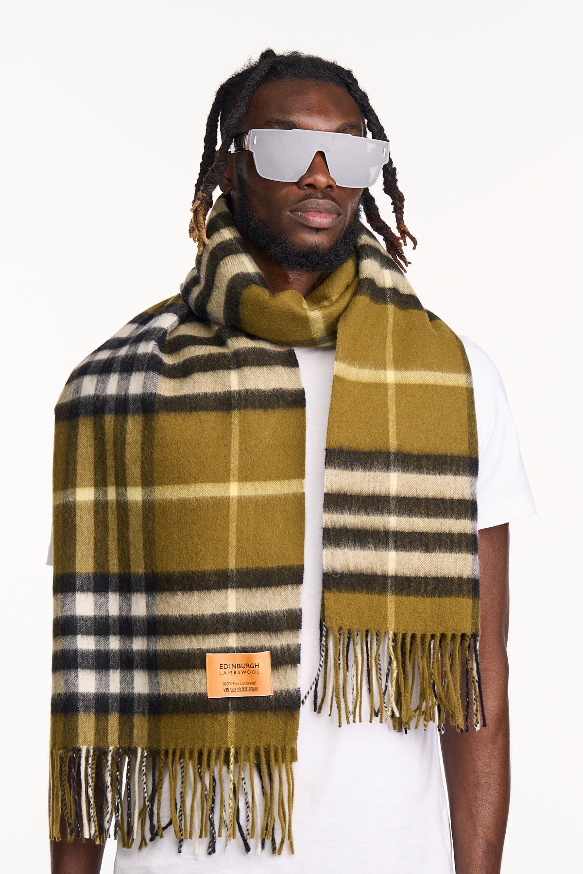 Lucchi Italy Scarf DC Classic Green Oversized Wrap 100% Pure Lambswool