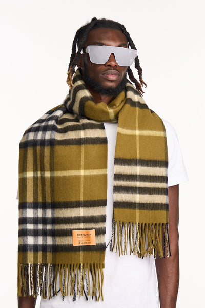 Lucchi Italy Scarf DC Classic Green Oversized Wrap 100% Pure Lambswool