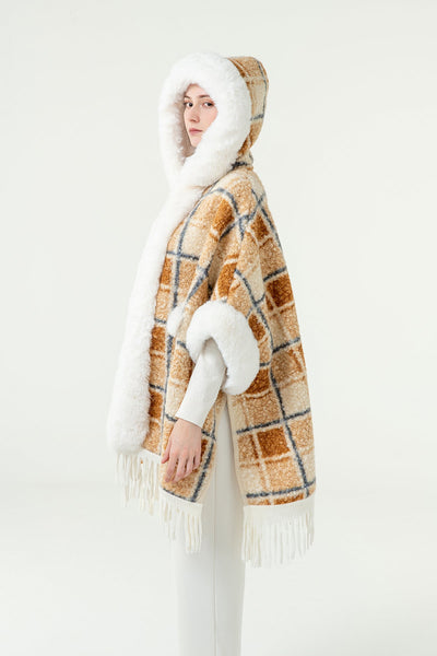 Lucchi Italy Women's Hooded Cape - Camel