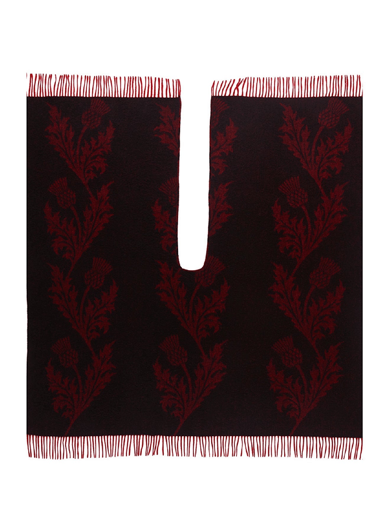 Lucchi Italy Cape Single Thistle Red Poncho 100% Pure Lambswool