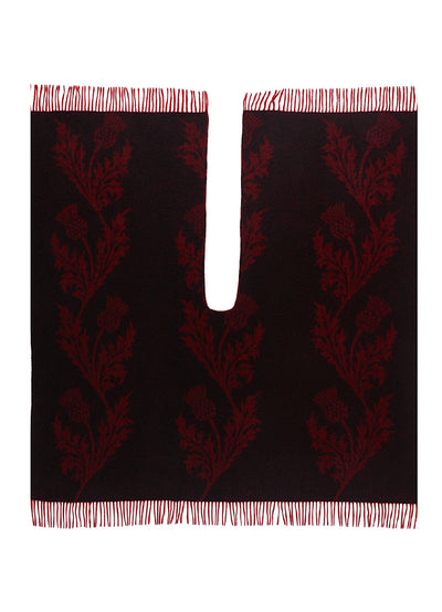 Lucchi Italy Cape Single Thistle Red Poncho 100% Pure Lambswool