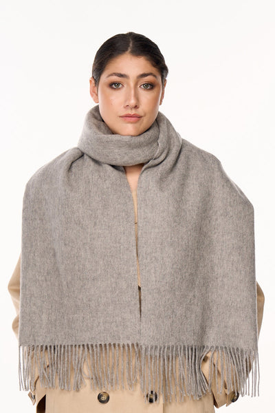 Lucchi Italy Plain Scarf Grey Oversized Wrap 100% Pure Lambswool