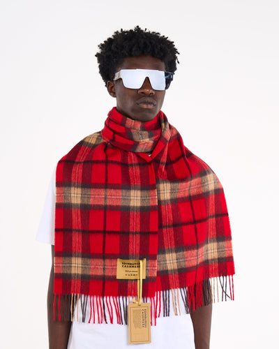 Lucchi Italy Red Scarf Scottish EC 100% Pure Extra Fine Wool