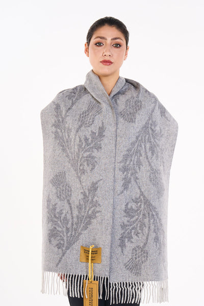 Lucchi Italy Scarf Single Thistle Grey 100% Pure Lambswool