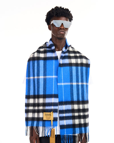 100% Pure Lambswool DC Check Dark Blue Scarf