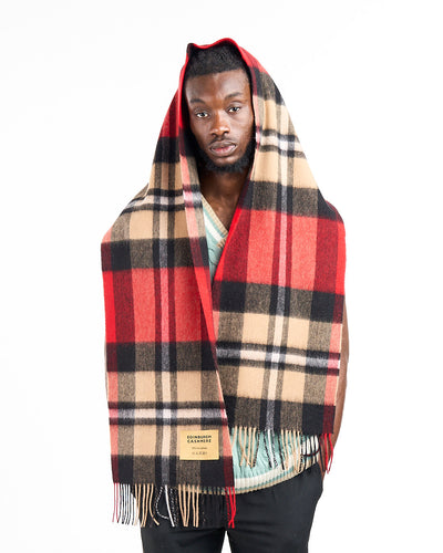 100% Pure Lambswool Scarf DC Scott Black/Red