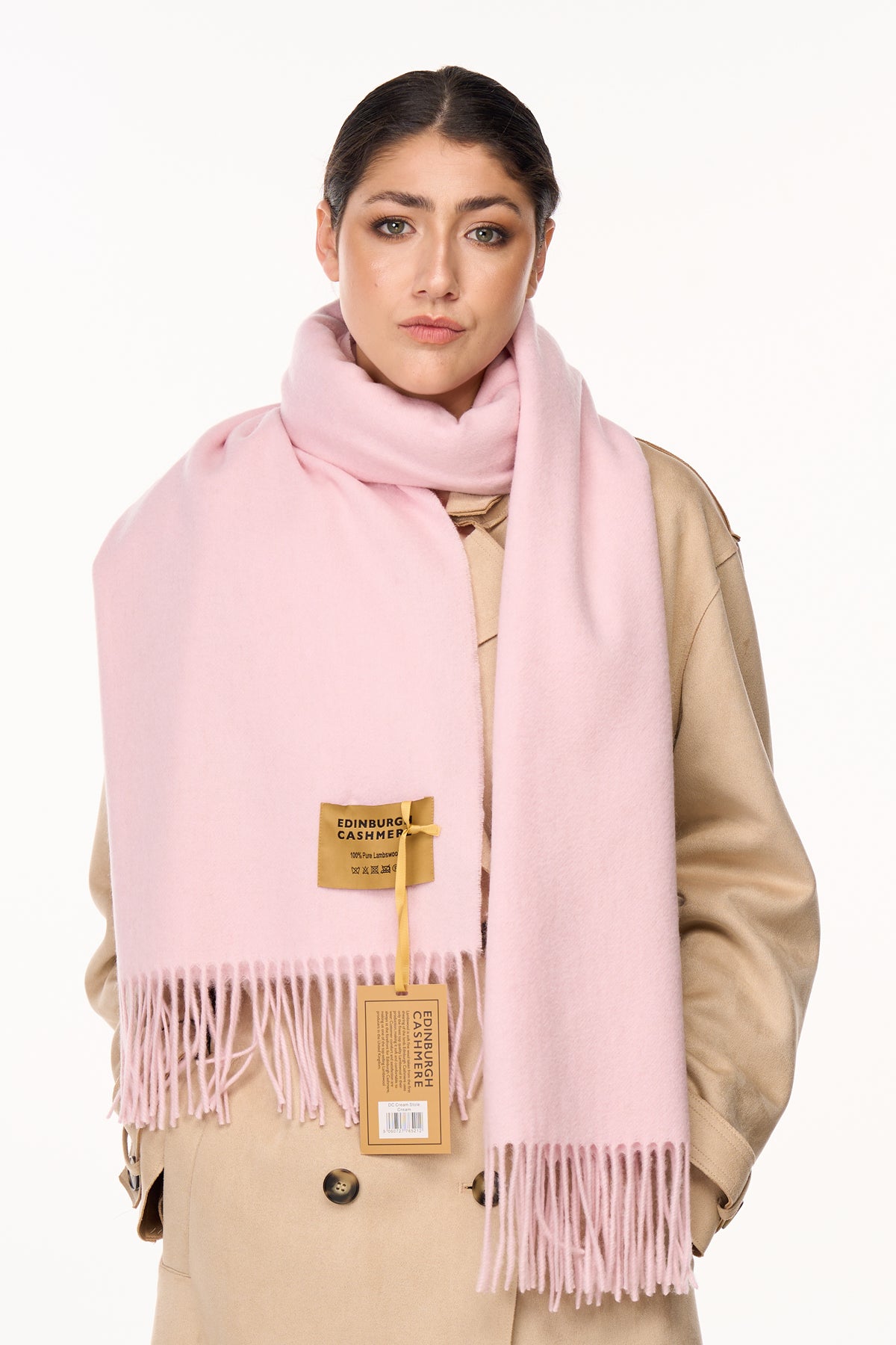 Lucchi Italy Plain Scarf Light Pink Oversized Wrap 100% Pure Lambswool