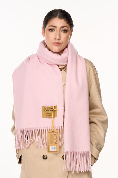 Lucchi Italy Plain Scarf Light Pink Oversized Wrap 100% Pure Lambswool