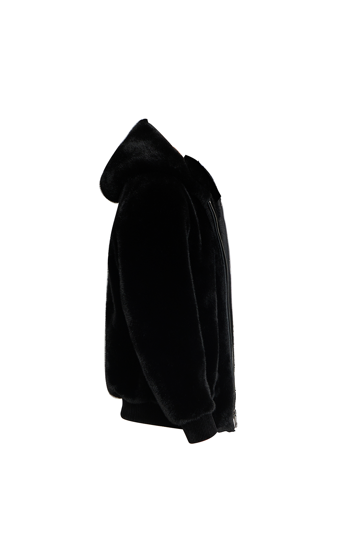Lucchi Italy Men's Hooded Fur Jacket - Black