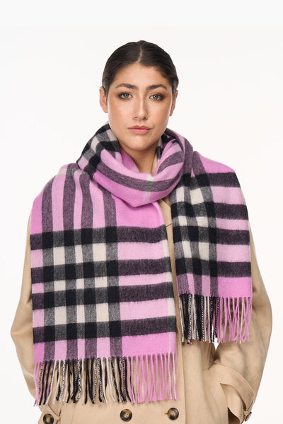 Lucchi Italy Scarf DC Check Oversized Wrap 100% Pure Lambswool