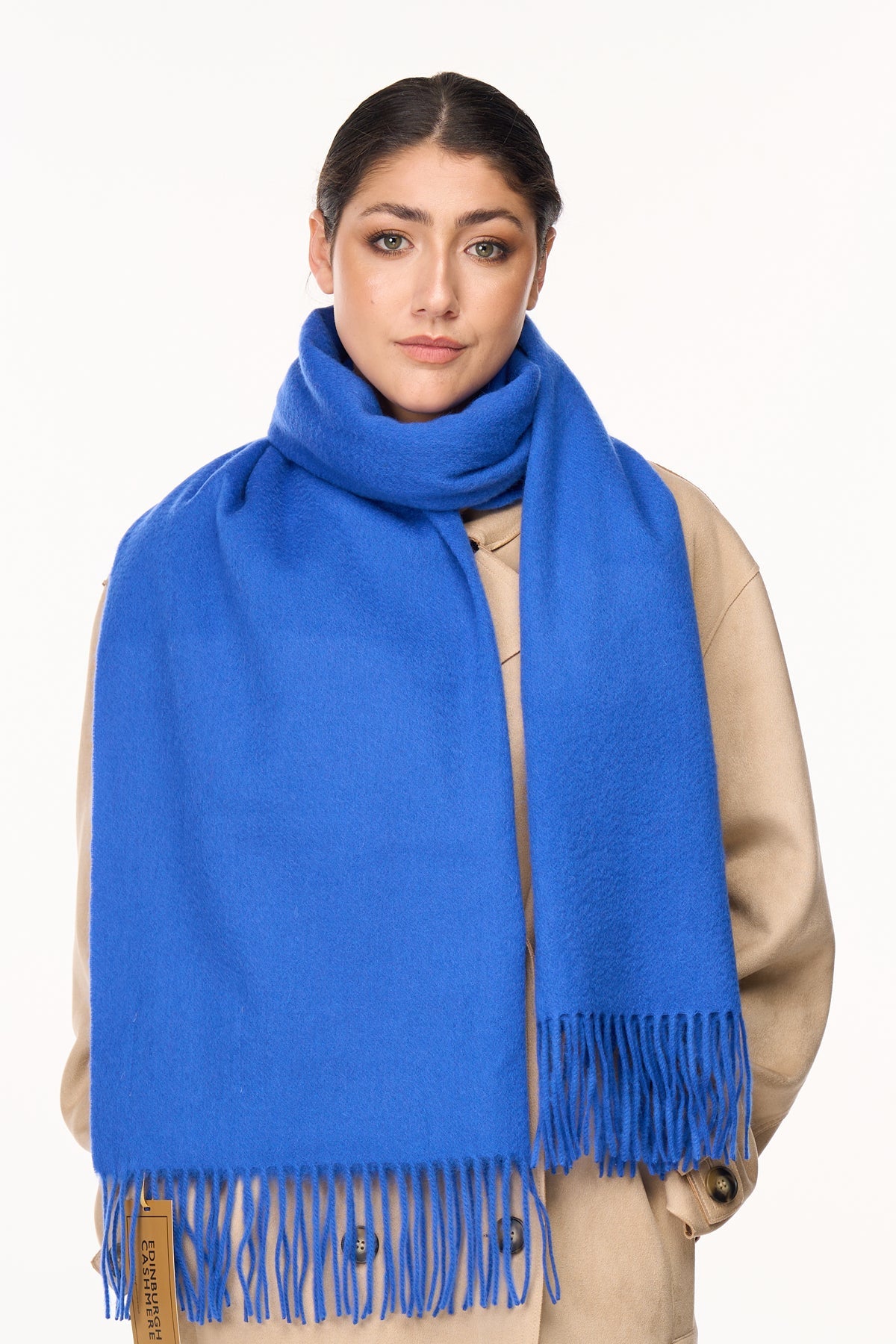 Lucchi Italy Plain Scarf Dark Blue Oversized Wrap 100% Pure Lambswool