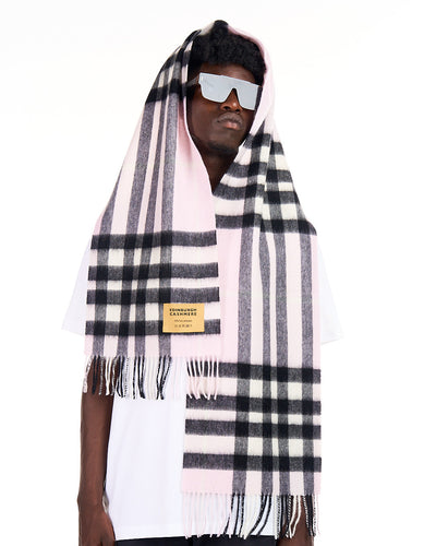 100% Pure Lambswool Scarf DC Check Light Pink