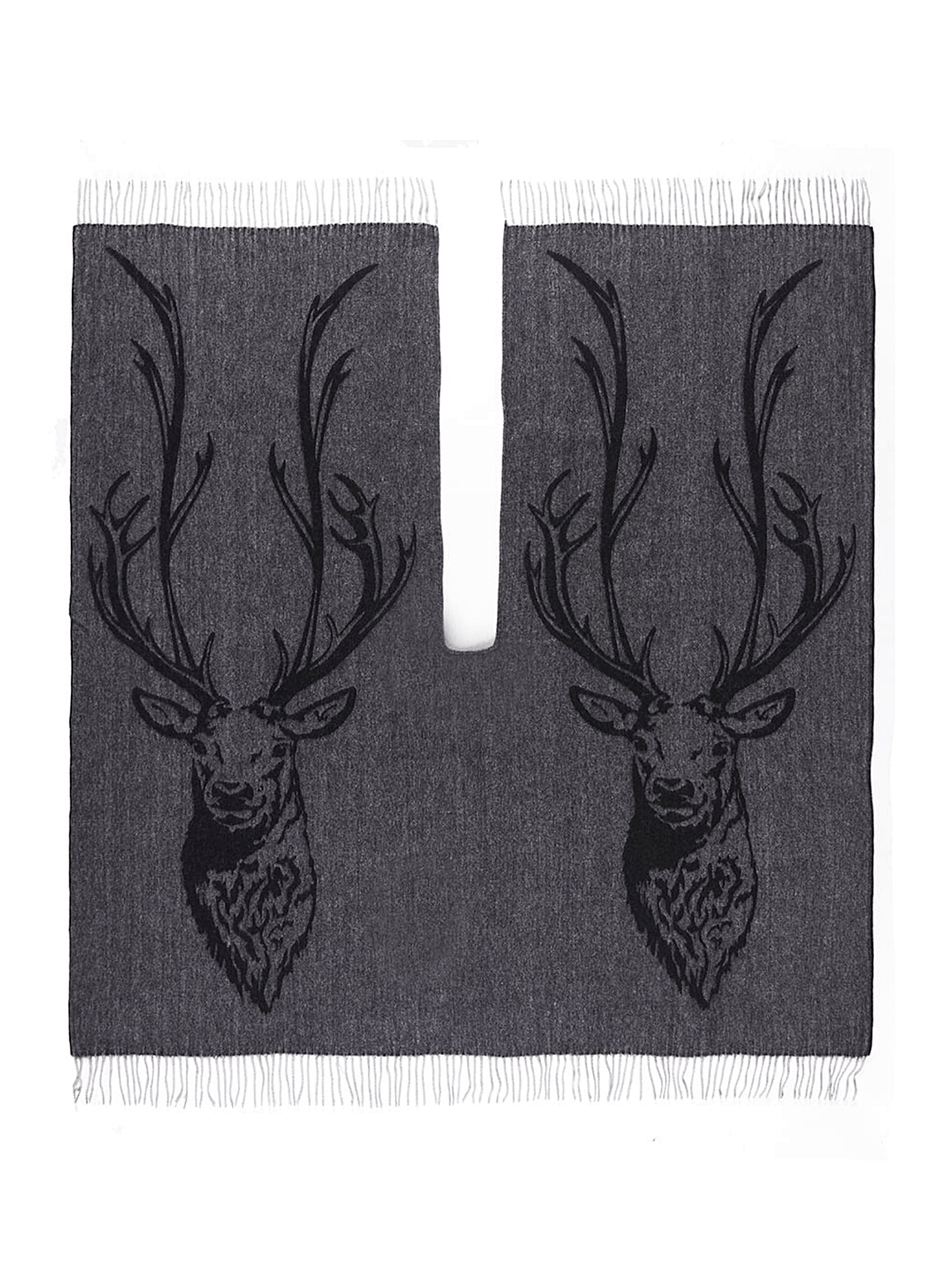 Lucchi Italy Cape Stag Grey Poncho 100% Pure Lambswool