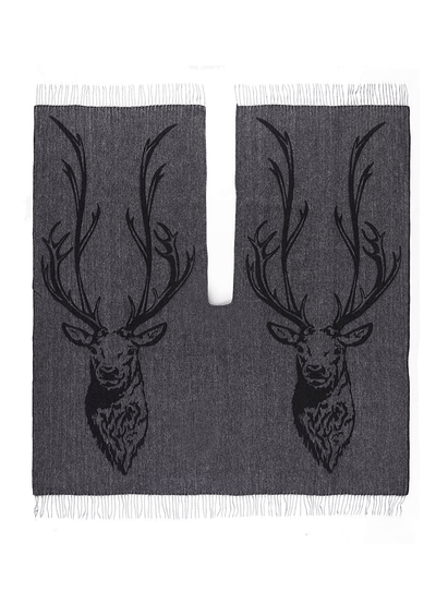 Lucchi Italy Cape Stag Grey Poncho 100% Pure Lambswool