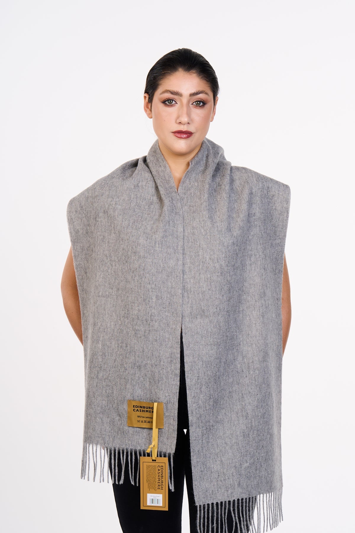 Lucchi Italy Scarf Plain Grey 100% Pure Lambswool